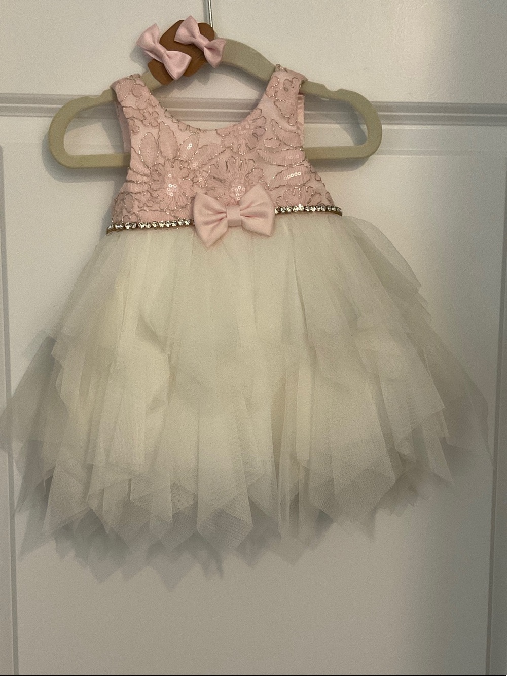 American Princess Blush Pink Sequin Floral Tulle Dress